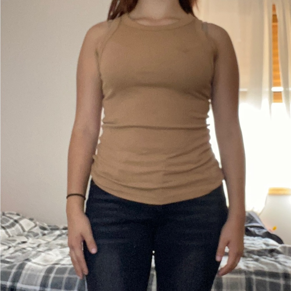Full length tan tank top
